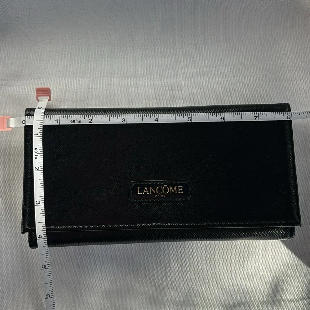 Lancôme Paris Cosmetic Wallet Tri-Fold Design Snap Closure Faux Leather Black OS